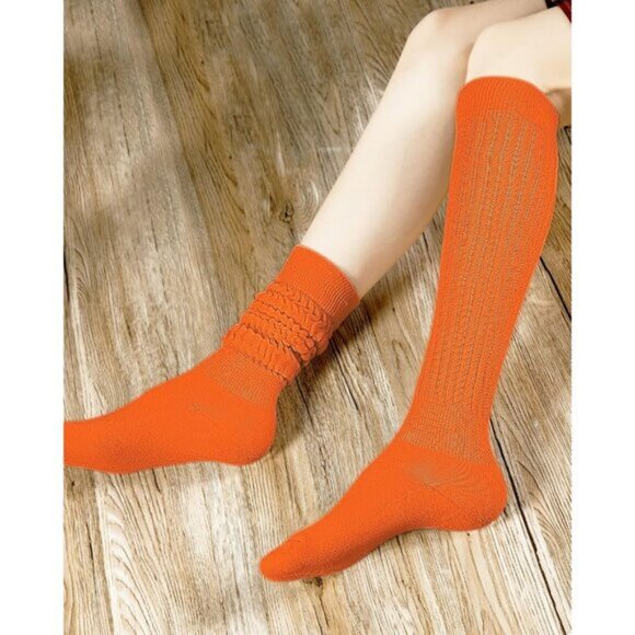 ⚡Women Orange Slouch Socks Scrunch Knee High Slouchy Socks - Picture 5 of 7